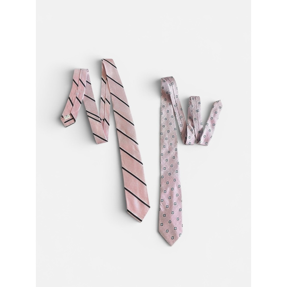 PETER MILLAR Pink‎ Jacquard Silk Tie Bundle Lot of 2
